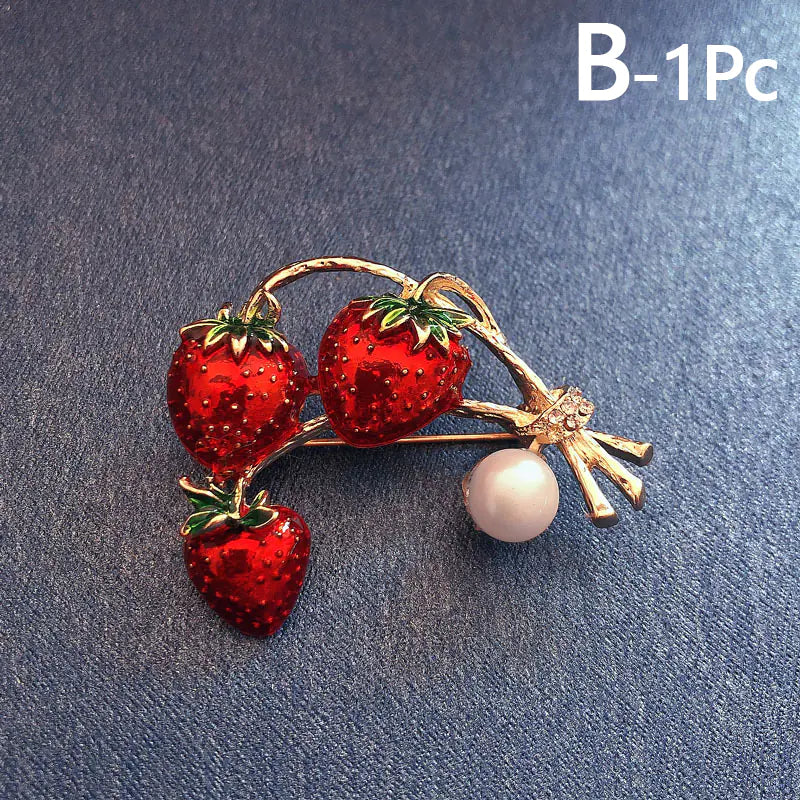 Enamel Strawberry Brooch for Fashion and Accessories