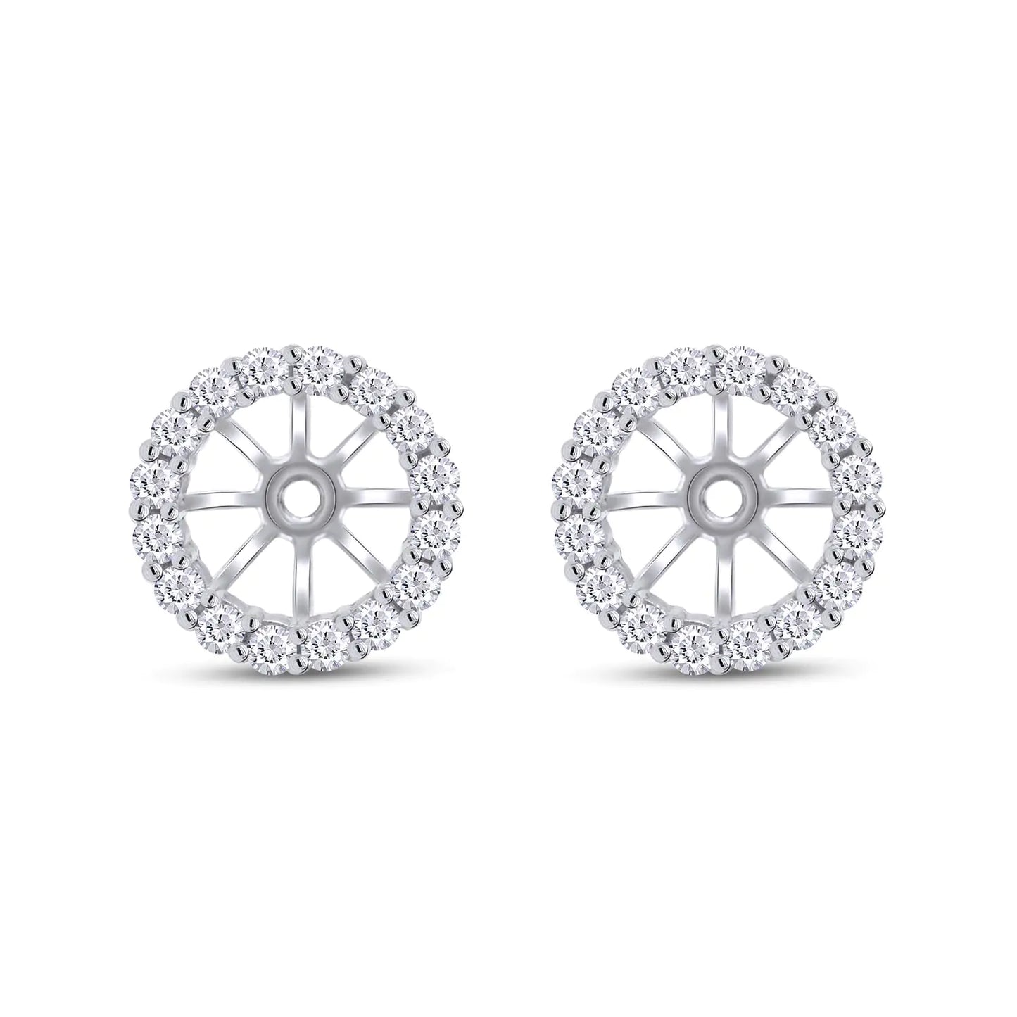 Lab Grown Diamond Womens Earring Jackets For 7MM Round Shape Studs In 14k White Gold Over 925 Sterling Silver (0.40 Ctw) Gift For Her