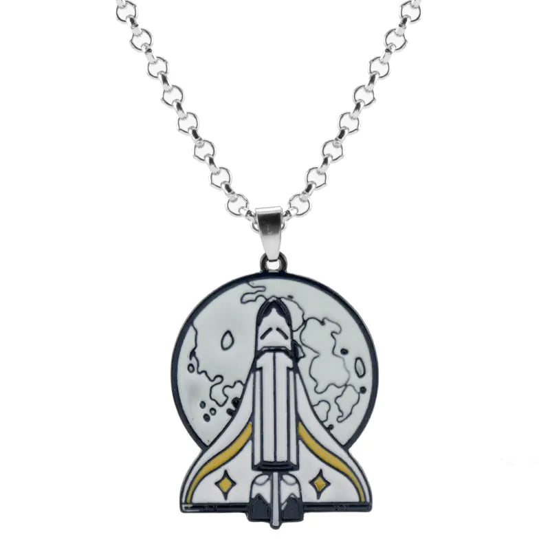 Rocket Ship Brooch Necklace Accessory
