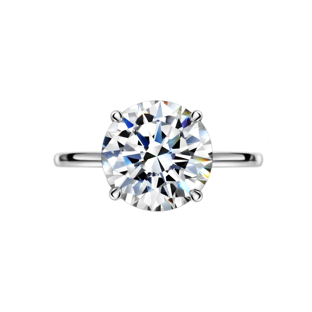 Michooyel Round Brilliant Cut 4ct Engagement Ring 10mm Cubic Zirconia CZ Womens Ring Sterling Silver Promise Ring Wedding Ring