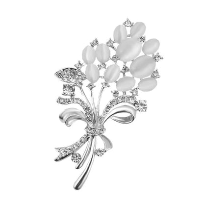 Opal Rhinestone Wheat Spike Flower Brooch for Women