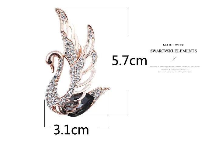 Elegant Crystal Diamond Swan Brooch for Women
