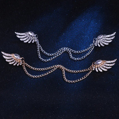 Angel Wings Tassel Brooch for Men's Collar Pin