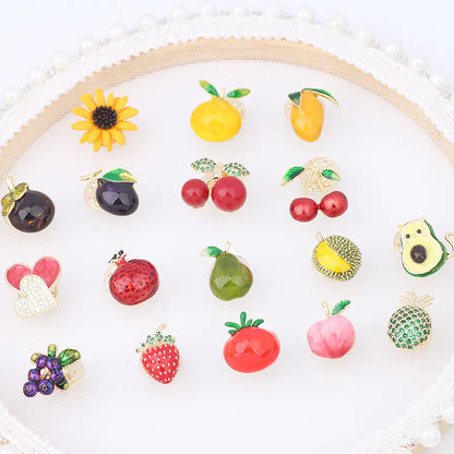 Cute Japanese Fruit Enamel Brooch - Peach & Cherry Pin