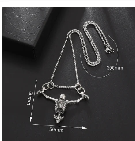 Retro Gothic Grim Reaper Skull Pendant Necklace for Men