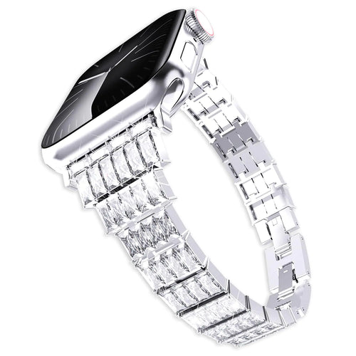 Arranged Rhinestone Bracelet Apple Watch Band Square Diamond Design