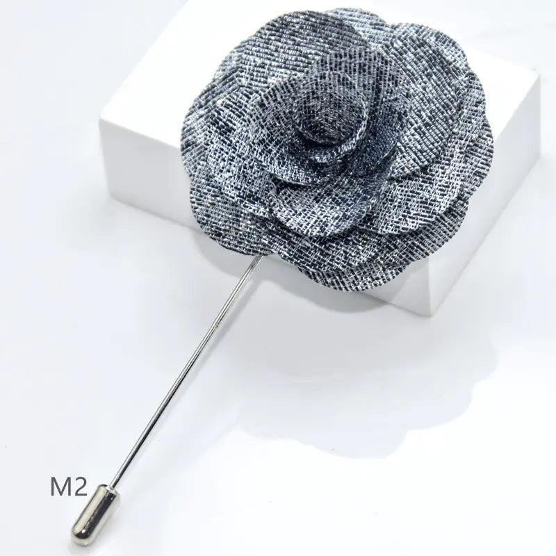 Camellia Fabric Brooch Tie Accessory for Suits