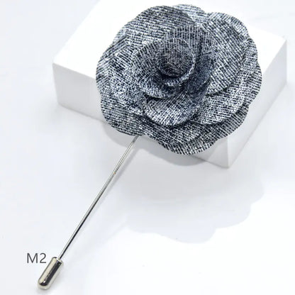 Camellia Fabric Brooch Tie Accessory for Suits