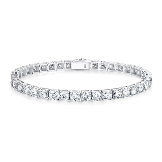 FANCIME Moissanite Tennis Bracelet 7.5" 18 CT Lab Created Diamond Bracelets 925 Sterling Silver Diamond Tennis Bracelet 5mm D Color VVS1 Round Cut Moissanite Bracelet for Women Birthday Gift