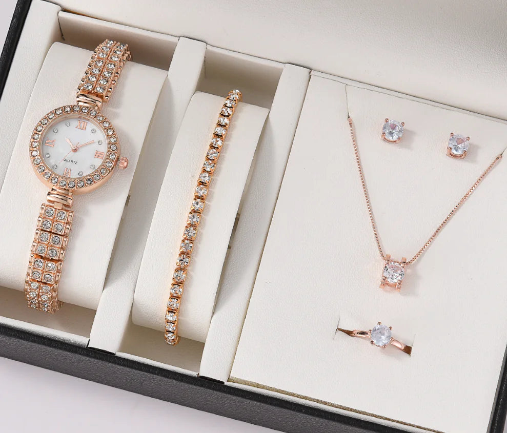 Geneva Women's Watch Set with Jewelry Accessories (Five Pieces)