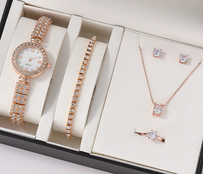 Geneva Women's Watch Set with Jewelry Accessories (Five Pieces)