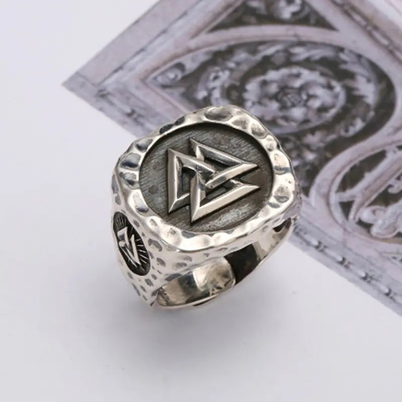 Nordic Viking Signature Ancient Silver Ring