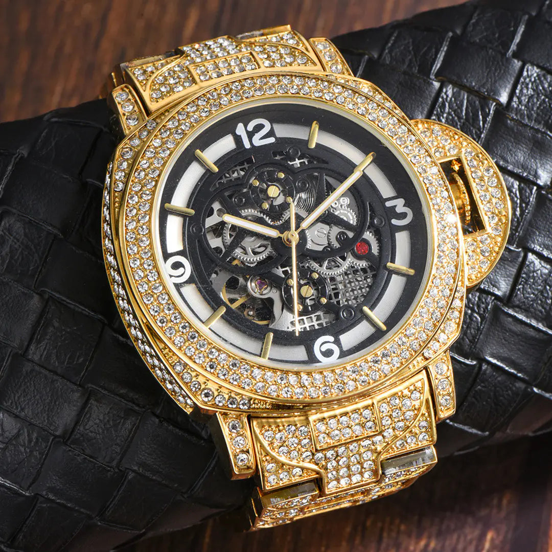 Men's Diamond Luminous Hollow Mechanical Watch
