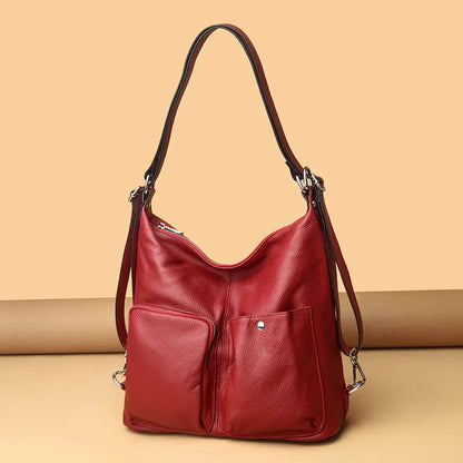 Large Capacity Lychee Pattern Leather Shoulder Bag