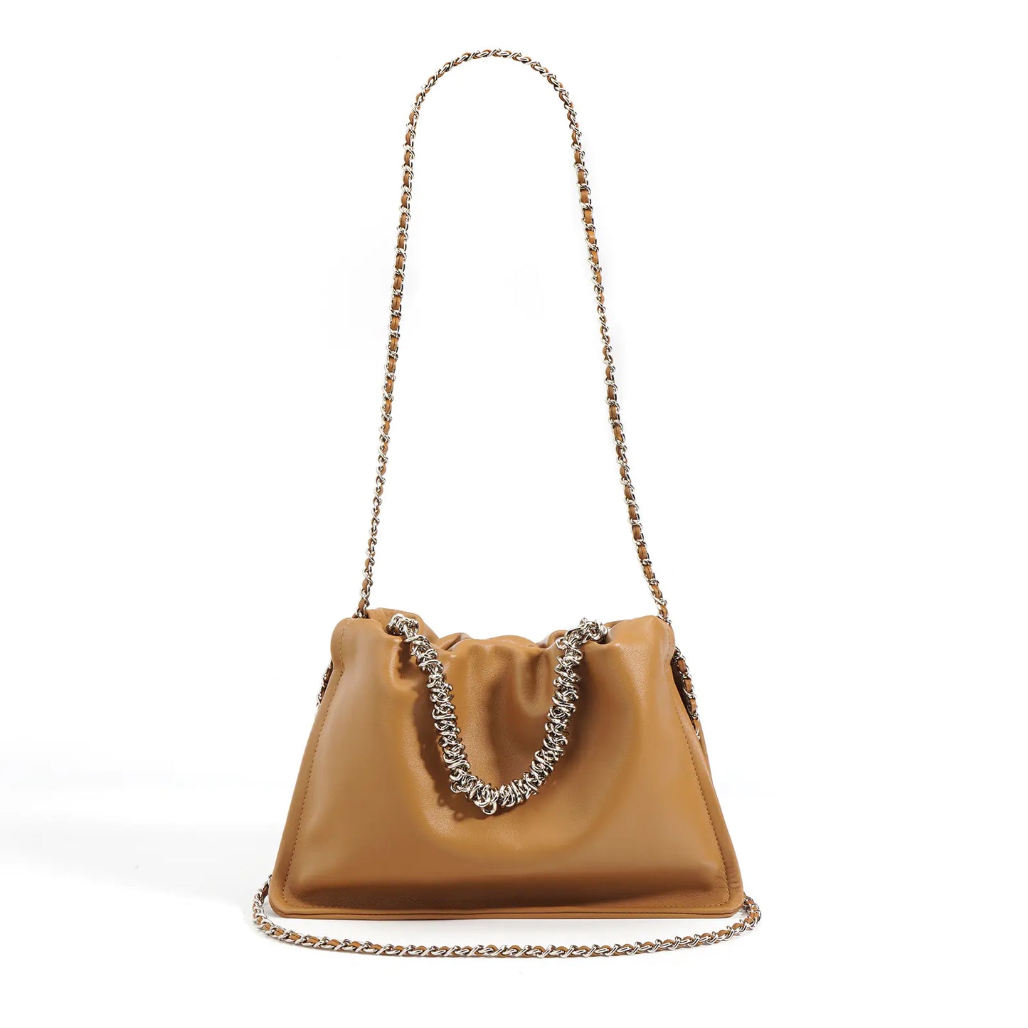 Genuine Leather Chain Pleated Cloud Bag Design