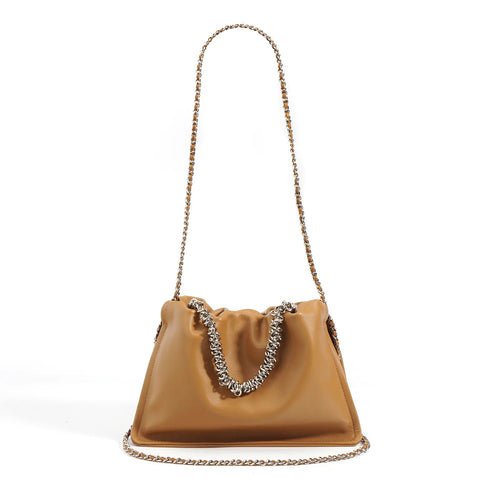 Genuine Leather Chain Pleated Cloud Bag Design