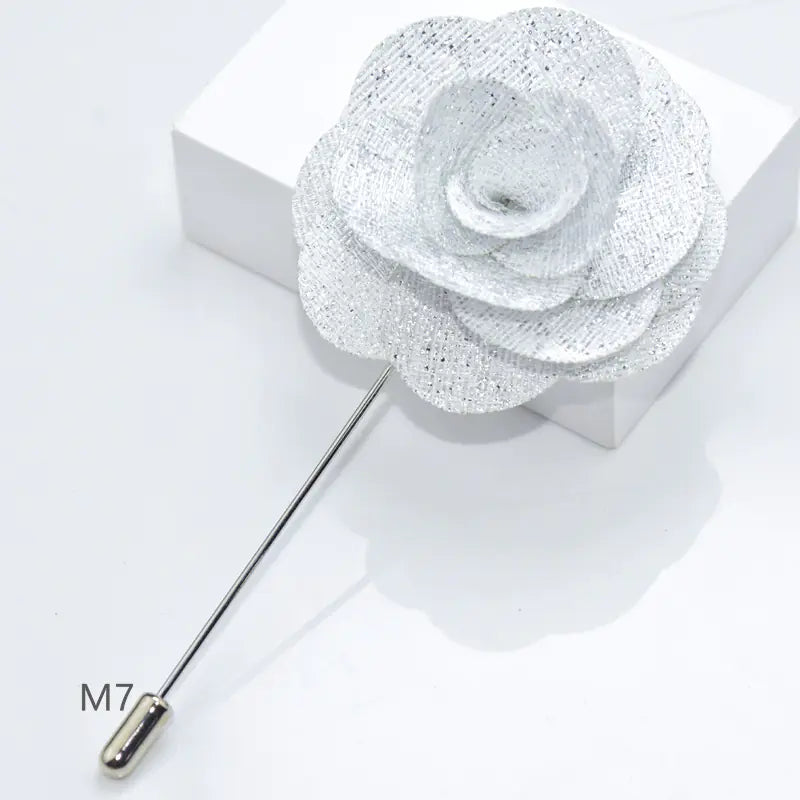 Camellia Fabric Brooch Tie Accessory for Suits