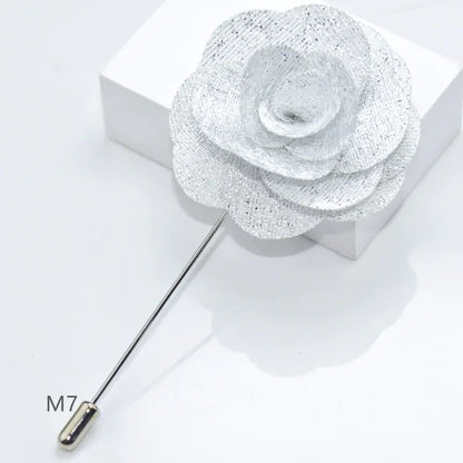 Camellia Fabric Brooch Tie Accessory for Suits