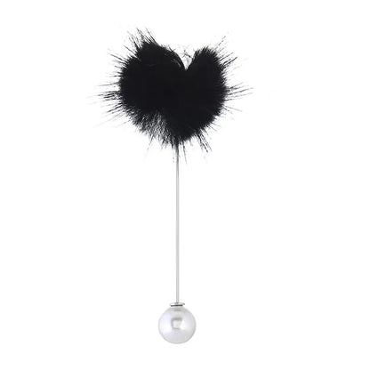 Mink Fur Brooch with Creative Pearl Pom-Pom Design