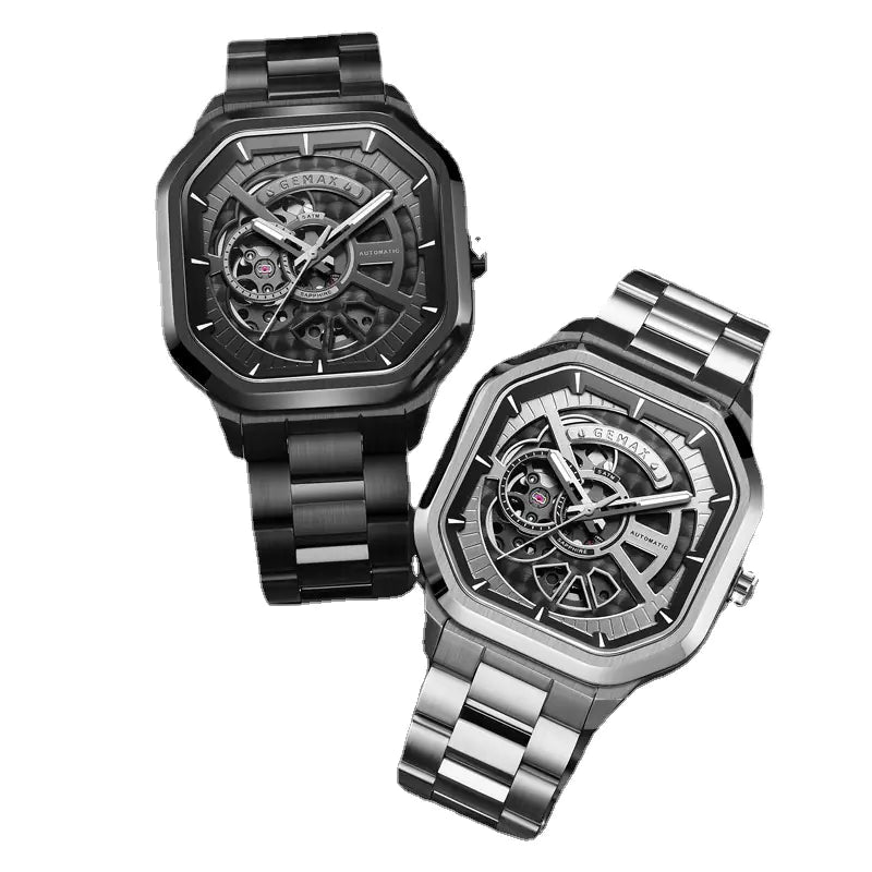 New Swiss Square Men's Mechanical Watch with Steel Band