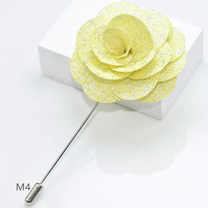 Camellia Fabric Brooch Tie Accessory for Suits