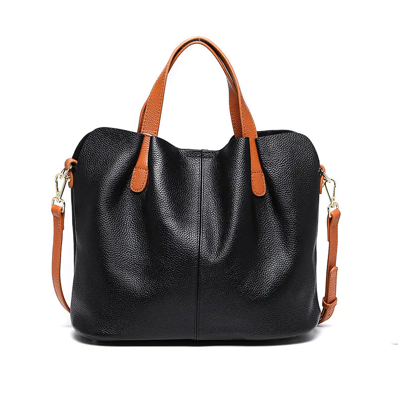 Women's Contrast Color Leather Shoulder Crossbody Bag