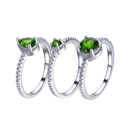Natural Topaz and Diopside Ring Set