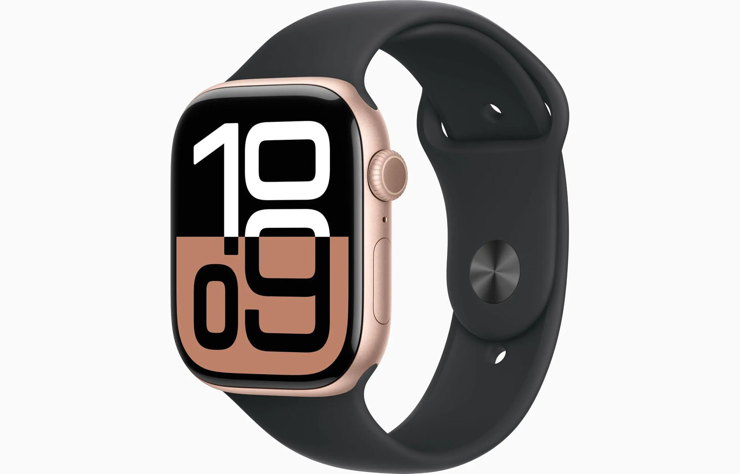 Apple Watch Series 10 [GPS + Cellular 46mm] - Rose Gold Aluminum Case with Black Sport Band S/M (Renewed)