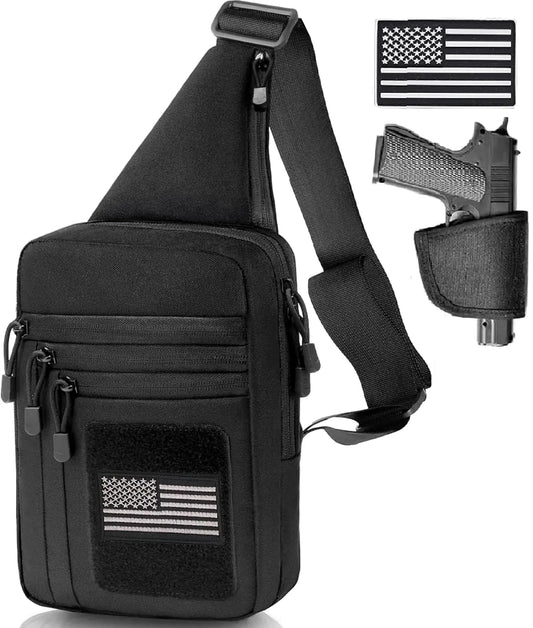 Vdones Tactical Sling Bag CCW Bag Crossbody Bag Gun Fanny Pack Tactical Shoulder Bag Men EDC Bag Pistol Bag with Gun Holster