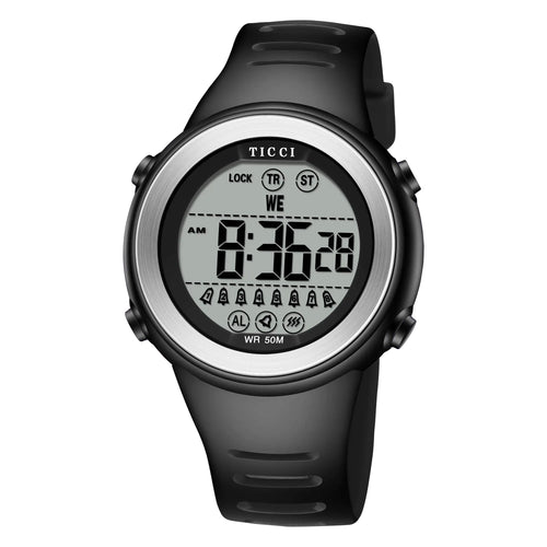 TICCI Men Women Unisex 8 Vibrating Alarms Watch Medication Aids Vibra Pill Alert Reminder Big Digits Waterproof (Black)