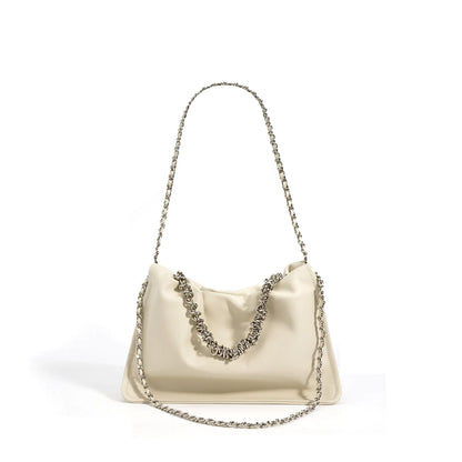 Genuine Leather Chain Pleated Cloud Bag Design