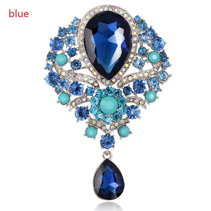Retro Gemstone Glass Crystal Pendant Brooch Jewelry