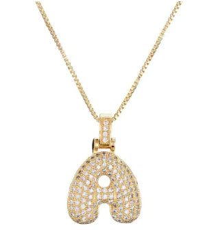 18K Gold Plated Initial Necklace with Gemstones (One Piece)