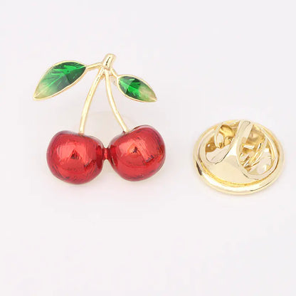 Cute Japanese Fruit Enamel Brooch - Peach & Cherry Pin