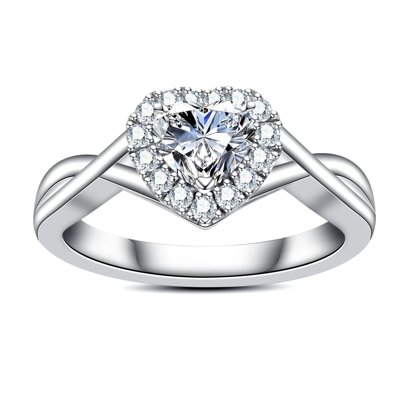 AimiIee Moissanite Ring Heart Halo Engagement Rings D Color VVS1 Clarity 925 Sterling Silver Moissanite Diamond Love Heart Wedding Promise Anniversary Rings for Women with Certificate 6