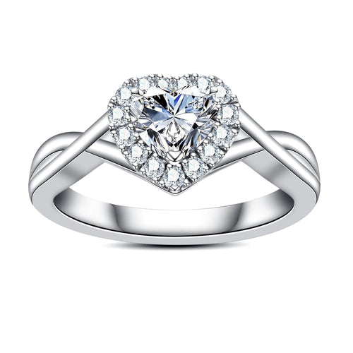 AimiIee Moissanite Ring Heart Halo Engagement Rings D Color VVS1 Clarity 925 Sterling Silver Moissanite Diamond Love Heart Wedding Promise Anniversary Rings for Women with Certificate 6