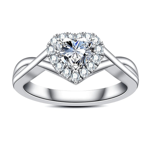 AimiIee Moissanite Ring Heart Halo Engagement Rings D Color VVS1 Clarity 925 Sterling Silver Moissanite Diamond Love Heart Wedding Promise Anniversary Rings for Women with Certificate 6