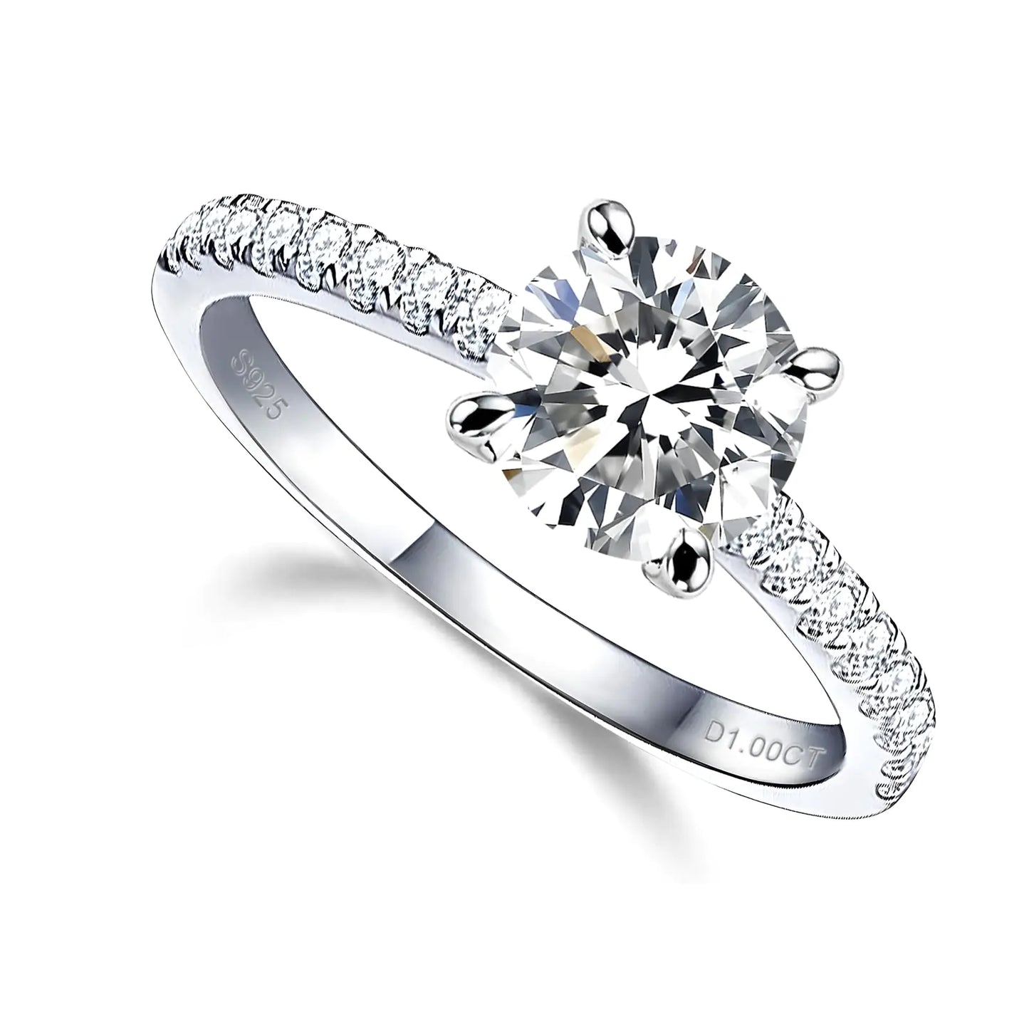 YosikCase Moissanite Rings for Women 1CT Moissanite Engagement Ring Sterling Silver Rings Size 6