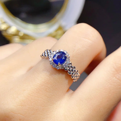 Natural Sapphire Silver Ring Jewelry