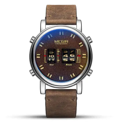 Men's Quartz Watch, Waterproof Leather Business Watch