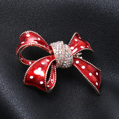 Korean Style Dual-Use Bow Tie Brooch with Rhinestones
