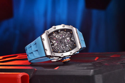 Square Men's Quartz Calendar Watch with Rubber Strap